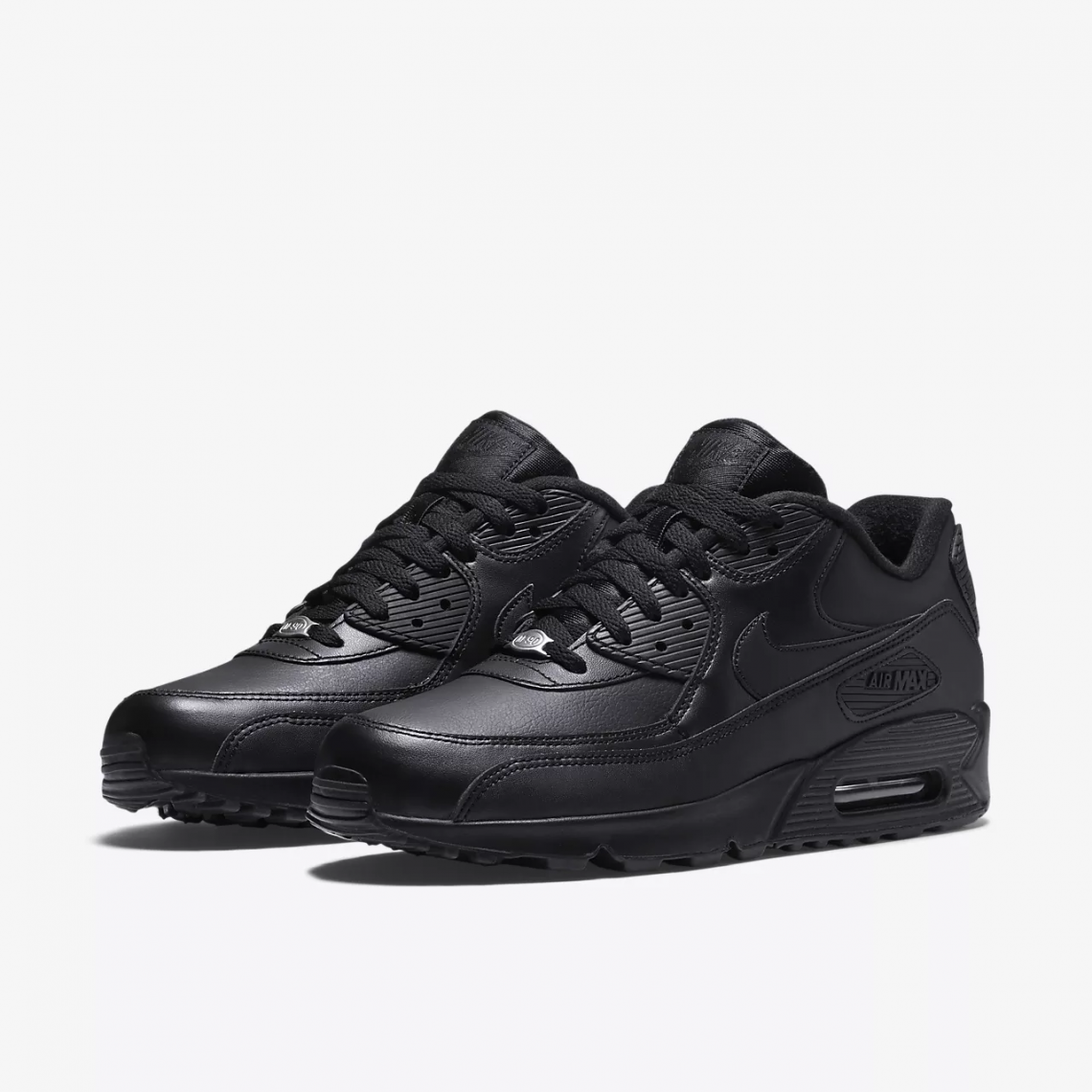 Nike Air Max 90 svarta helläder skor för damer och herrar 302519-001